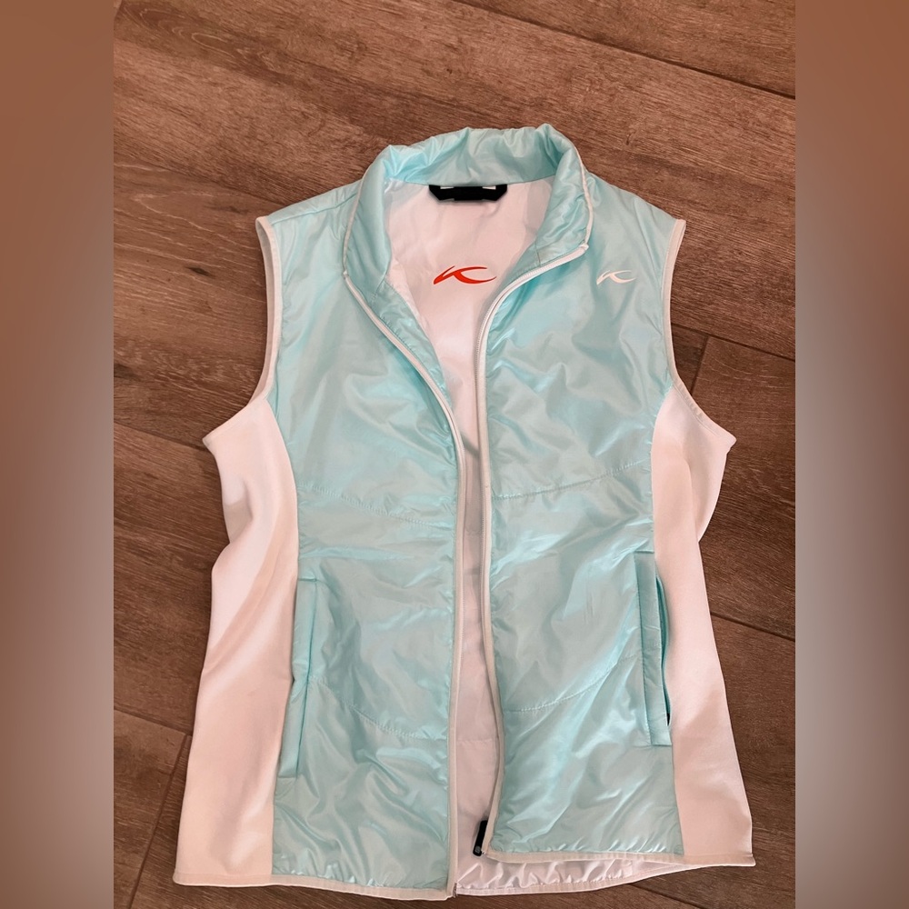 Women's Light Blue and White Vest